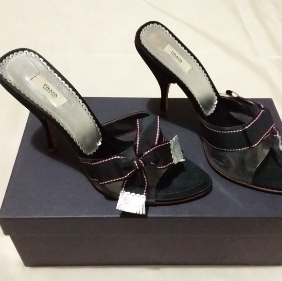 Prada Ribbon Silk Nero Heels - Picture 3 of 3